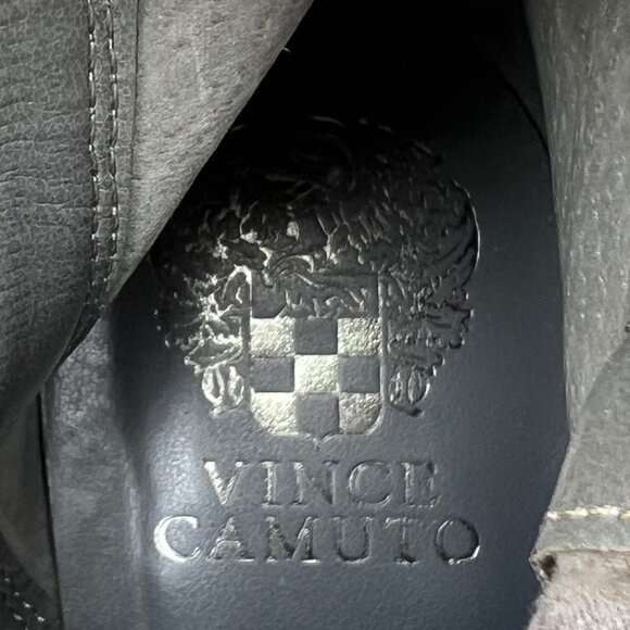 Vince Camuto Alexila‎ Gray Suede Black Over the Knee Boots Wedge Heel Size 10 - Picture 5 of 6